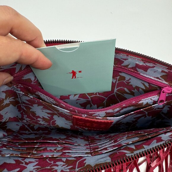 HOBO Red Leather Wristlet Clutch with Studs & Fringe Detail Excellent Condition - Picture 8 of 12